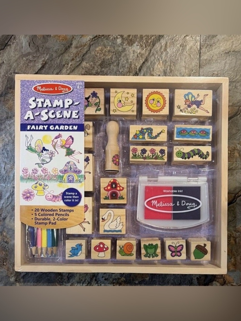 New - Melissa & Doug Created By me Fairy Garden Stamps 20 Wooden Stamps Kit